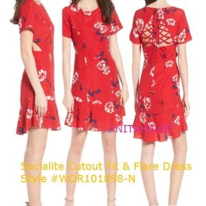 Socialite Cutout Fit & Flare Dress RED WDR10189